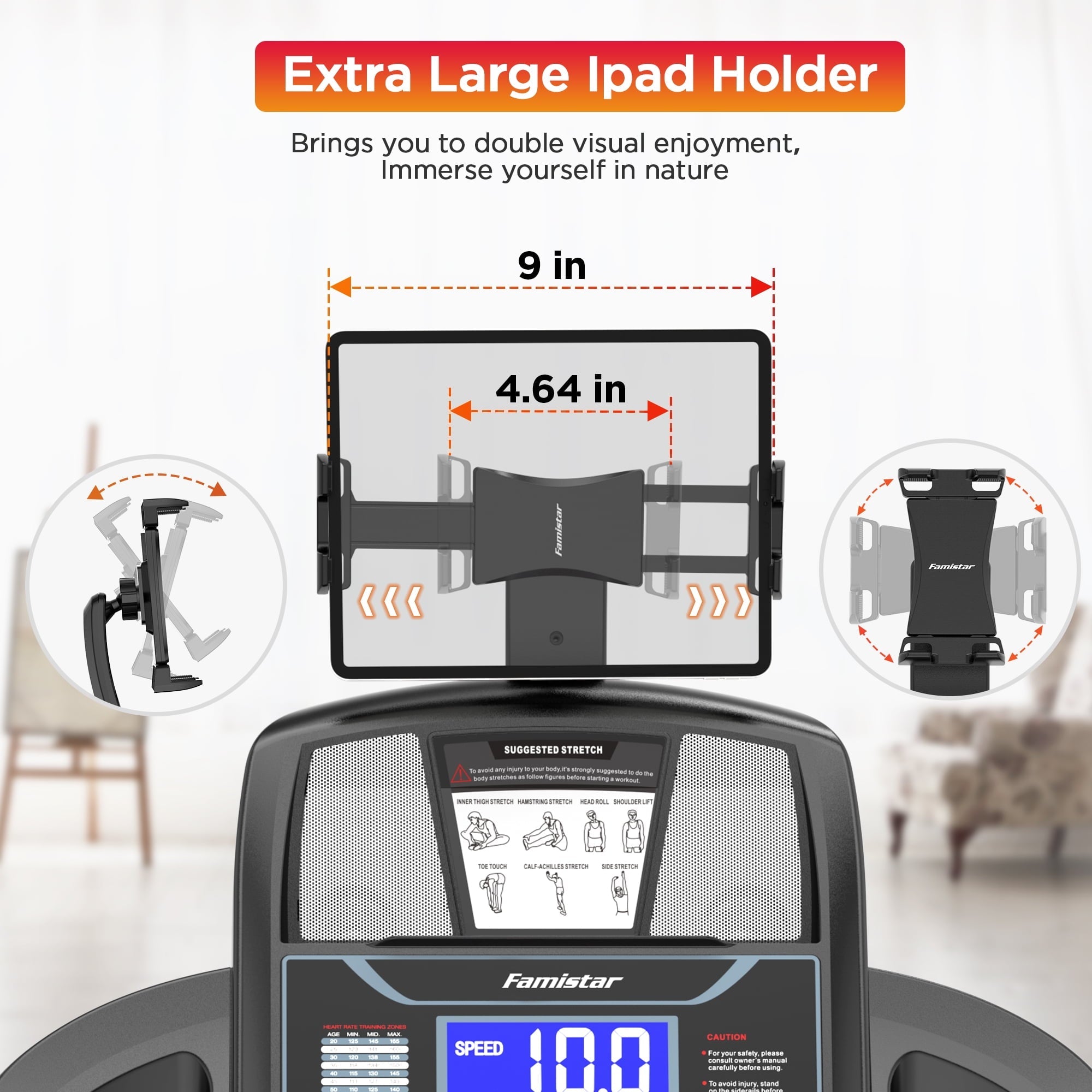 Famistar 4.5HP Folding Treadmill Clearance for Home with 15 Auto Incline, Smart APP, 300lbs, HiFi Bluetooth Speakers, 64 Programs, 10MPH Speed, Foldable EleTreadmill Running Machine, Knee Strap Gift