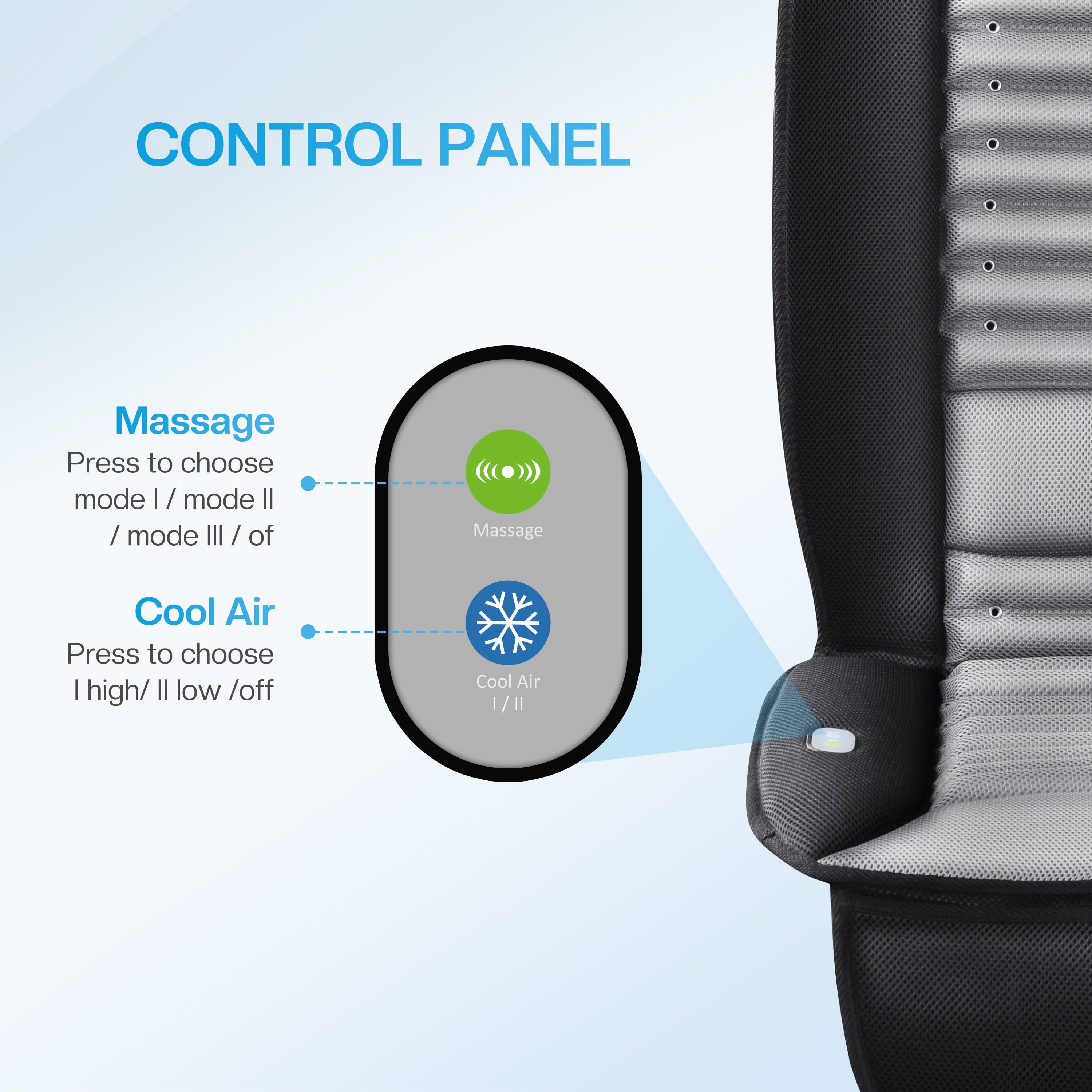 Comfier Cooling Vibration Massage Car Seat Cushion,  Car Seat Cushion without Heat Element, Car Seat Cooler with Back Massage