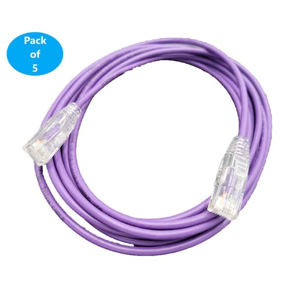 3 ft. Cat6A Ultra Slim Patch (28AWG) Cable (Purple) (5-Pack)