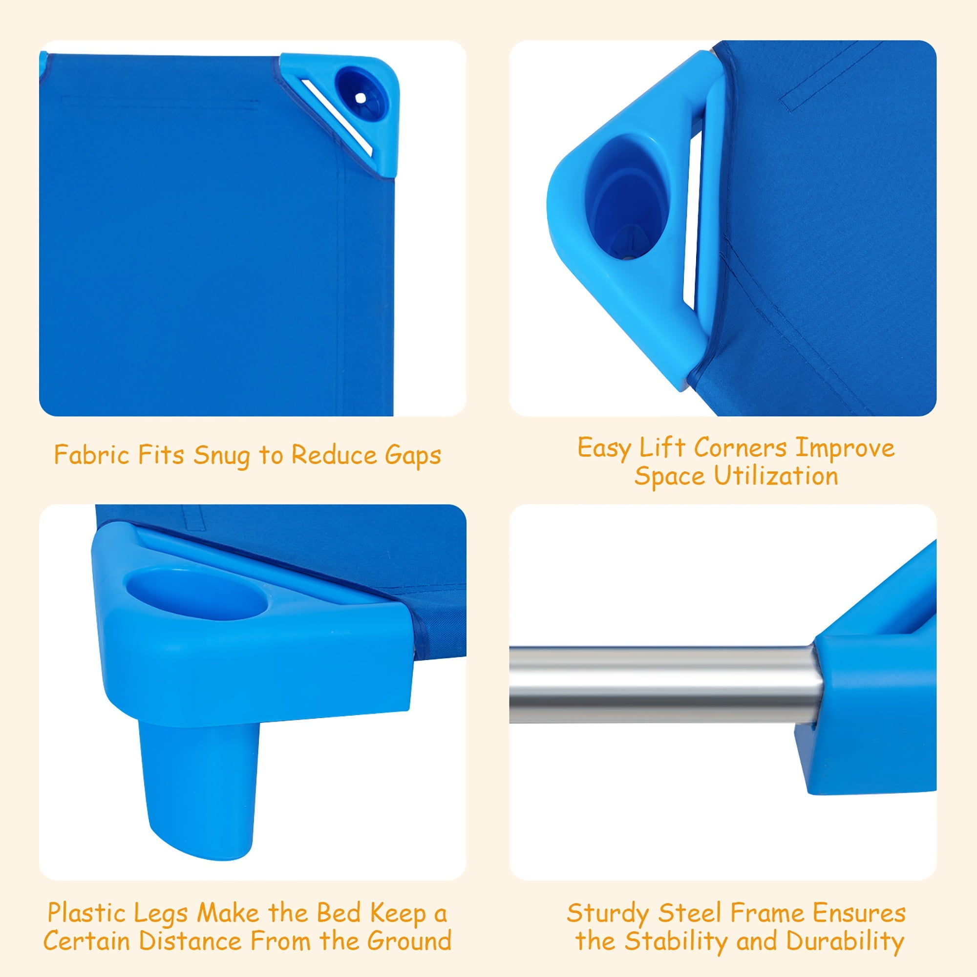 Costway Pack of 6 Kids Stackable Naptime Cot 52'' L x 23'' W Daycare Rest Mat