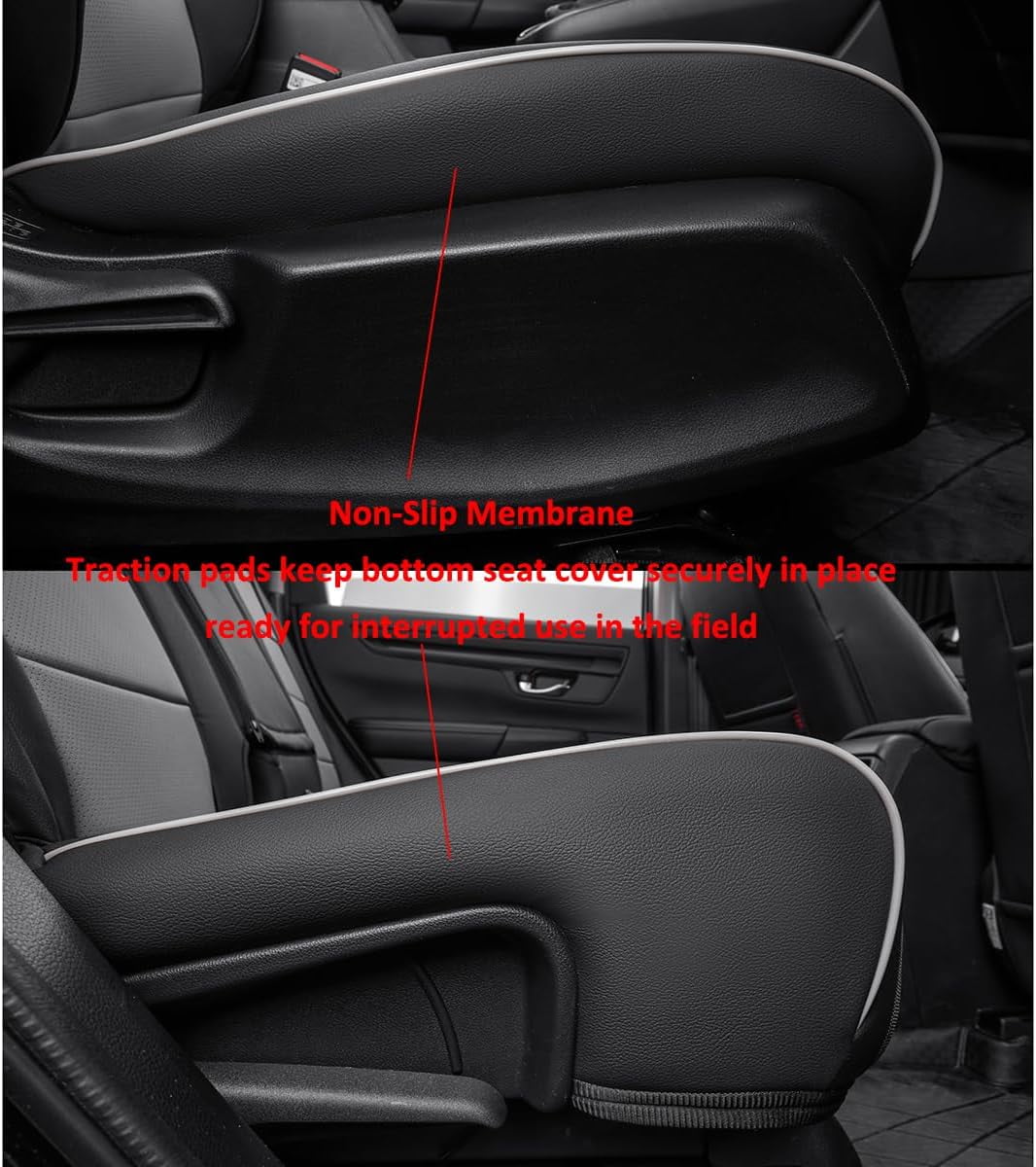 EKR Custom Fit CRV Seat Covers for Honda CRV EX,EXL,Hybrid 2023 2024 - Full Set Breathable Leather Auto Seat Covers(Black with Gray)