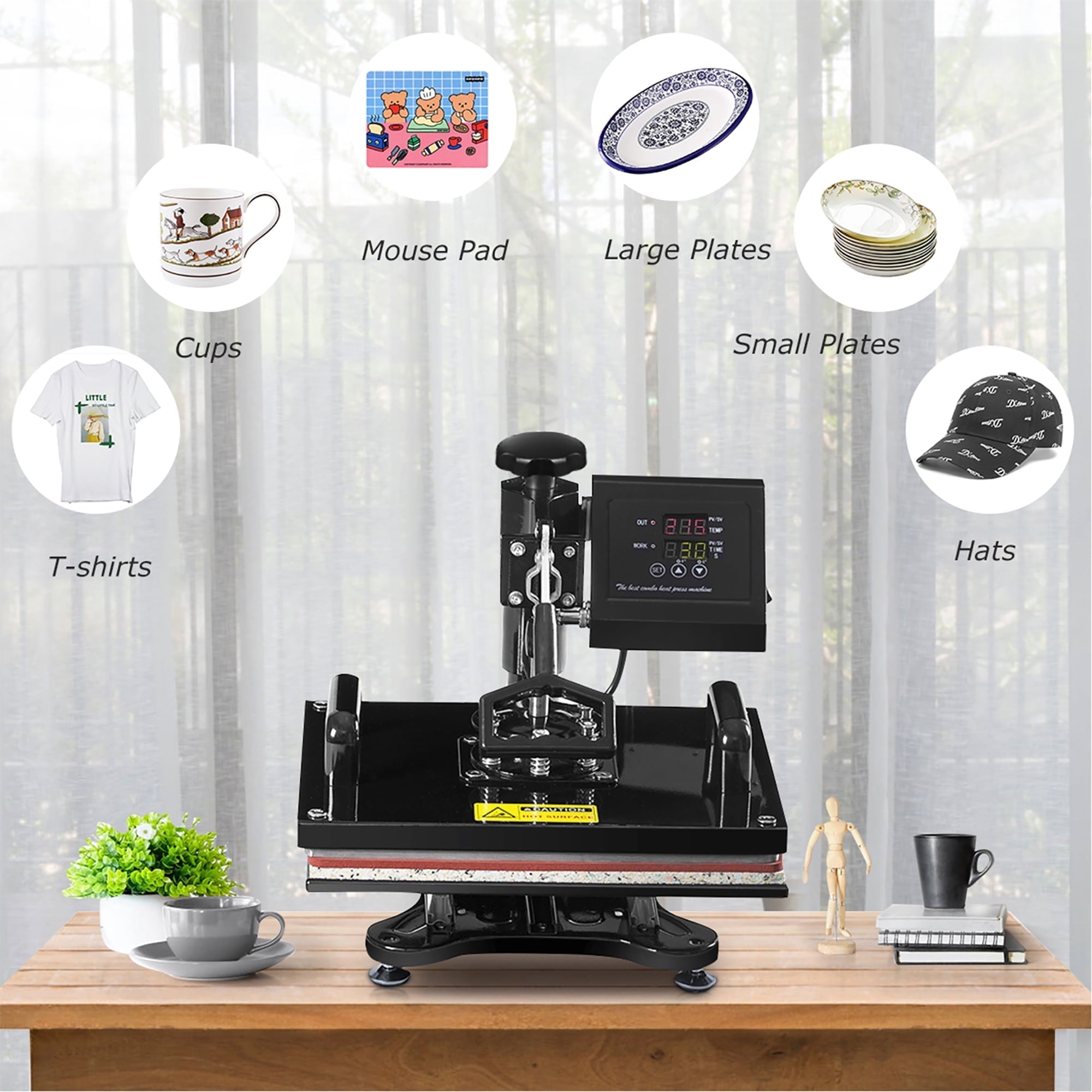 Costway 6 in 1 Heat Press Machine Digital Transfer Sublimation T-Shirt Mug Hat Plate Cap