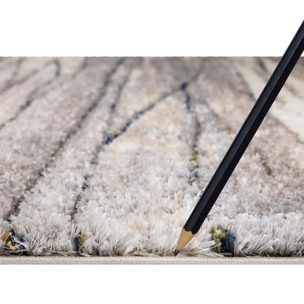 Bazaar Stripe Shag Ivory 8 ft x 10 ft Area Rug