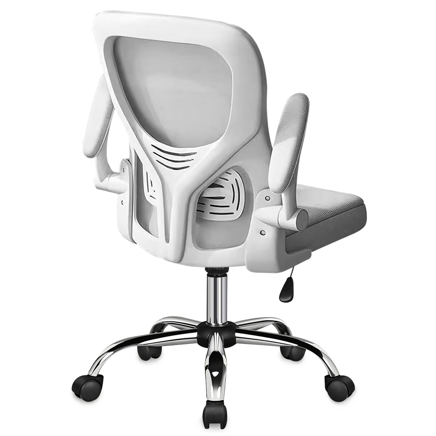 Happylost Office Chair, Computer Mesh Swivel Desk Chair with Adjustable Armrests (White）