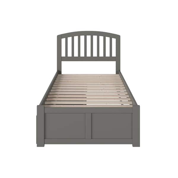 Richmond Grey Twin XL Solid Wood Storage Platform Bed with Flat Panel Foot Board and 2 Bed Drawers