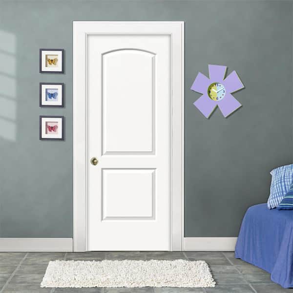 28 in. x 80 in. 2 Panel Continental Primed Right-Hand Smooth Molded Composite Single Prehung Interior Door