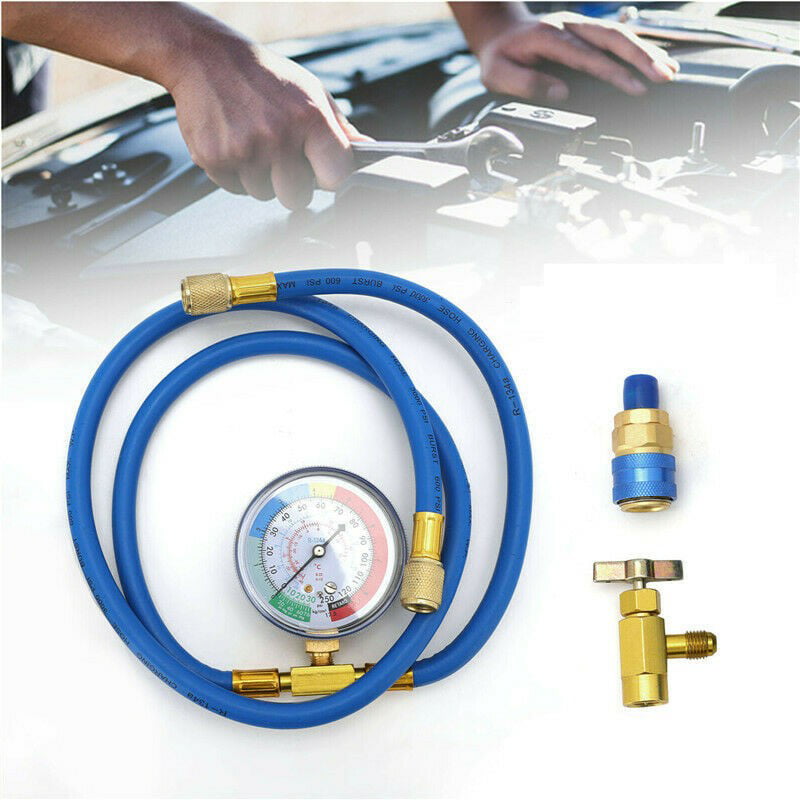 Car Auto Air Conditioning AC R134A Refrigerant Recharge Measuring Hose w/ Gauge