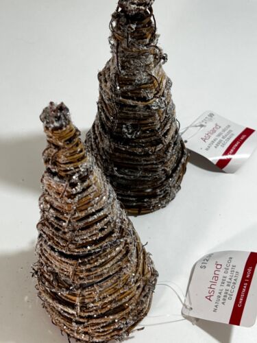 Ashland Natural Tree Decor Sm Rattan Tree W/ Snow Lot Of 2