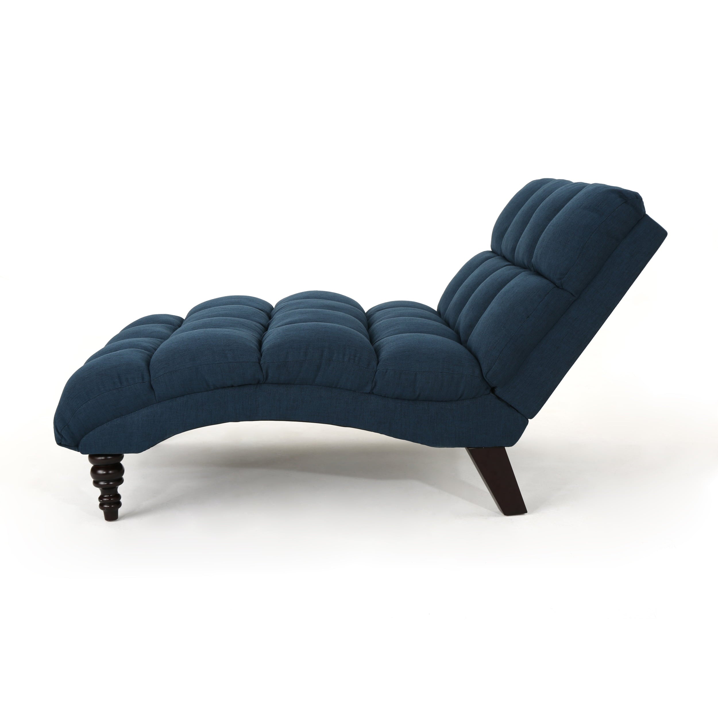 Olympia Traditional Tufted Fabric Double Chaise, Navy Blue