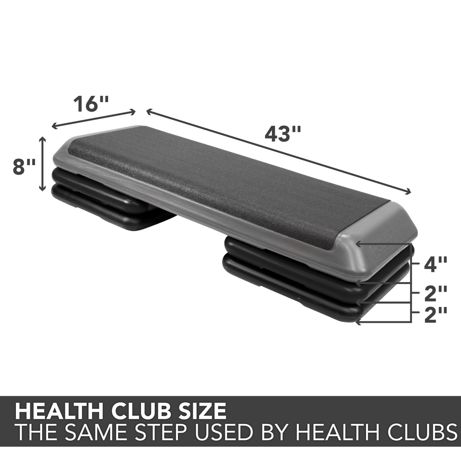 The Step Freestyle Aerobic Platform ? Health Club Size - Includes Full Size Platform, 2 Freestyle Grey Risers and 2 Original Black Risers