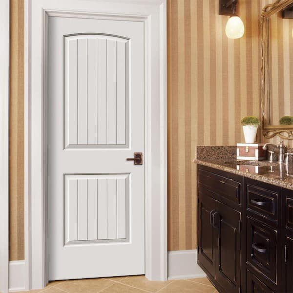 30 in. x 80 in. 2 Panel Santa Fe Primed Smooth Solid Core Molded Composite MDF Interior Door Slab