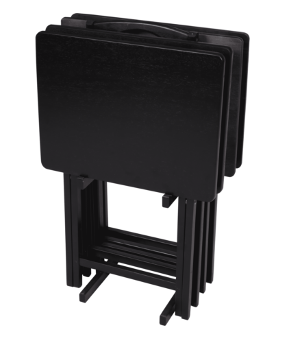 Mainstays Black 5-Piece Folding TV Tray Table Set, 19 x 15 x 26 Inch