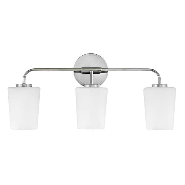 Lark Kline Three Light Vanity Fixture, Chrome