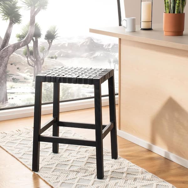 Capri 27 in. Black Wood Backless Counter Stool