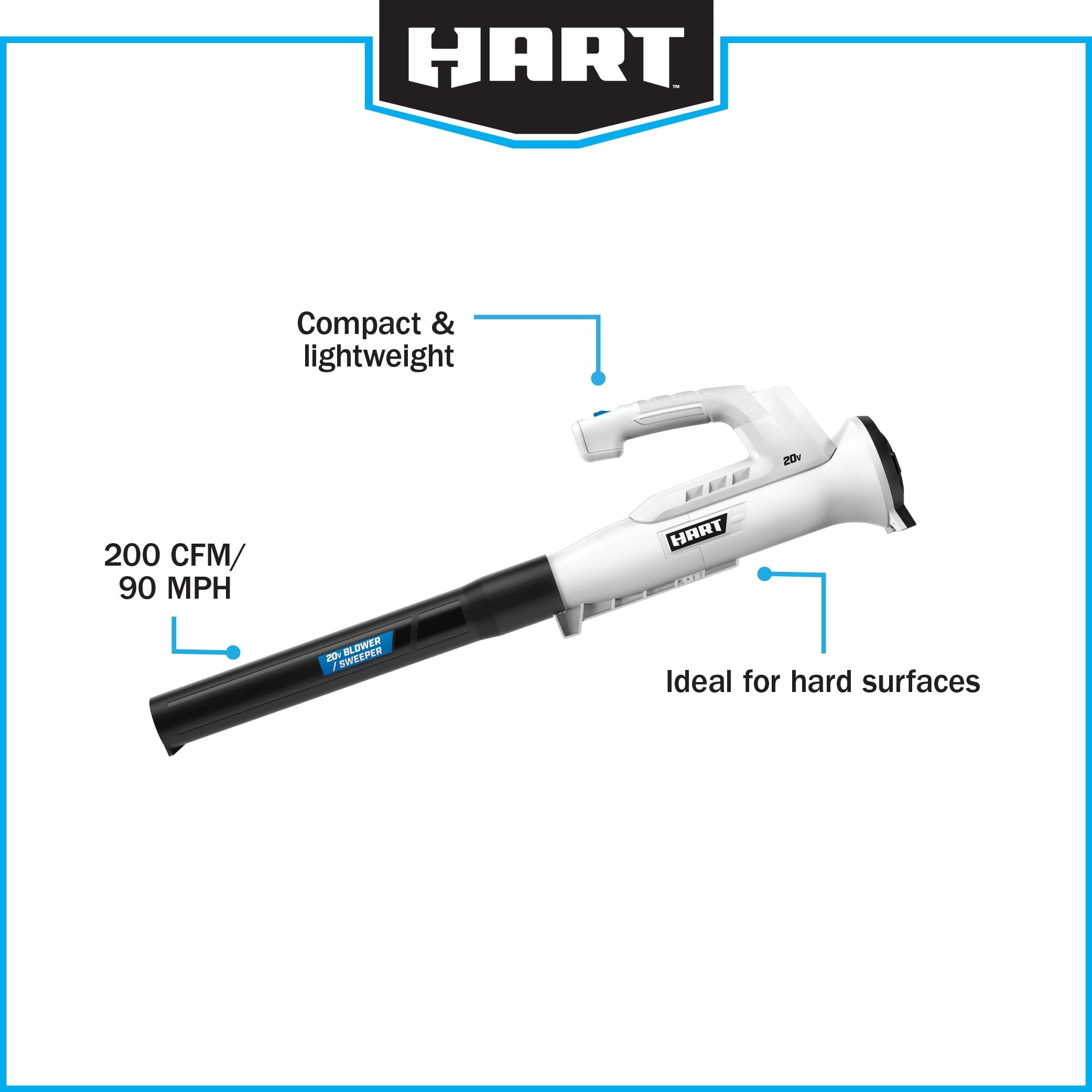 HART 20-Volt 10-inch String Trimmer/Bazooka Leaf Blower Combo Kit, (1) 2.0Ah Lithium-Ion Battery