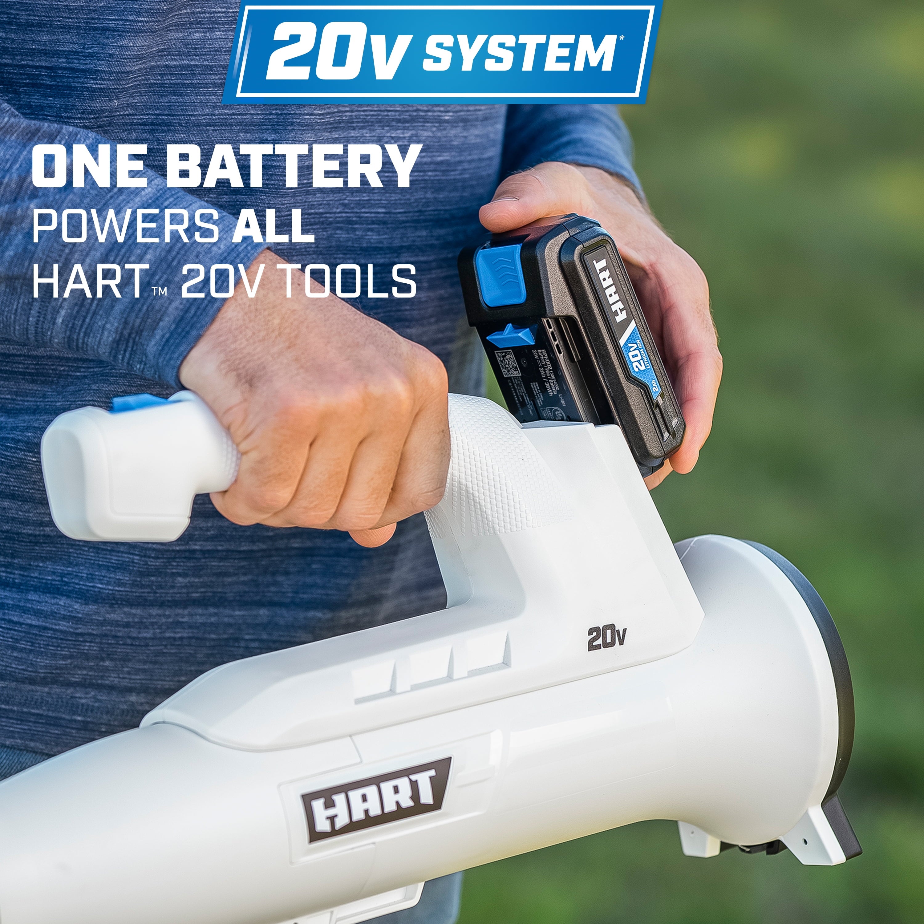 Hart 20-Volt 200 CFM Bazooka Blower Kit, (1) 20-Volt 2Ah Lithium-Ion Battery and Charger