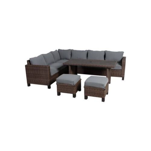 BH&G Brookbury 5-Piece Outdoor Furniture Wicker Patio Sectional Dining Set, Grey
