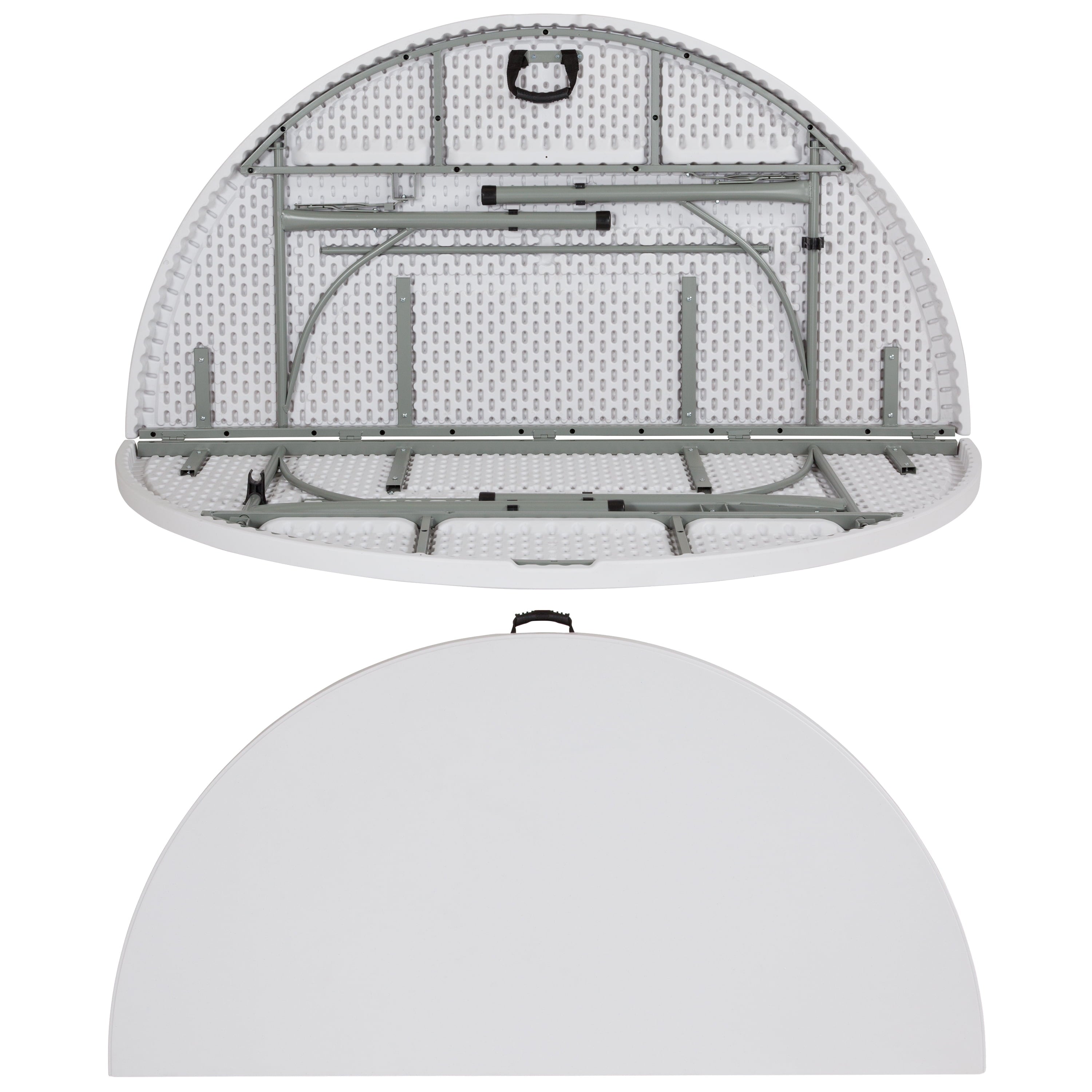 6-Foot Round Bi-Fold Granite White Plastic Banquet andt Folding Table with Carrying Handle DAD-183RZ-GG