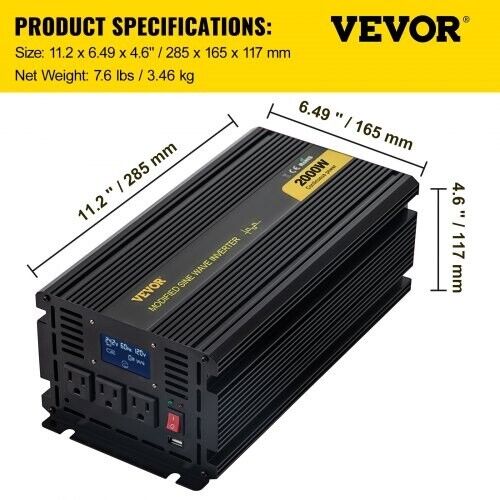 MODIFIED SINE WAVE INVERTER - 2000W - 1 YR WARRANTY - EXPRESS SHIPPING