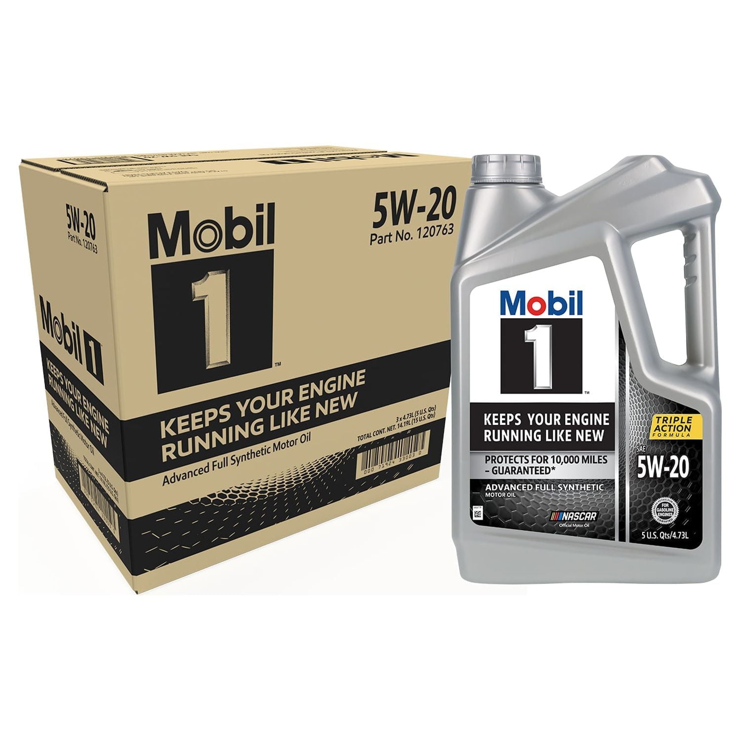 Mobil 1 Advanced Full Synthetic Motor Oil 5W-20, 5 qt  (3 Pack)