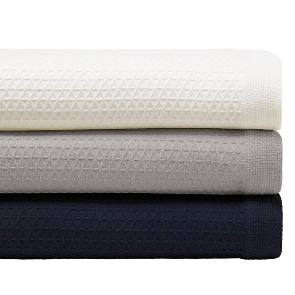 Baird Navy Solid Cotton Full/Queen Knitted Blanket