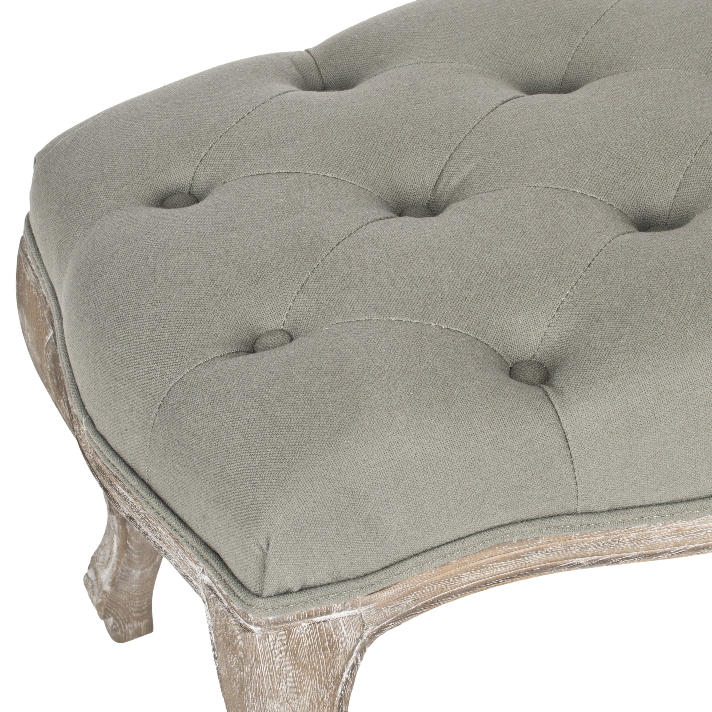 SAFAVIEH Ramsey Traditional Glam Tufted Bench, Sea Mist