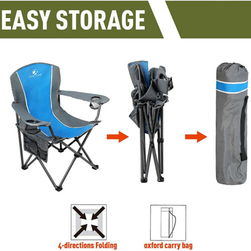 ALPHA CAMP Camping Chairs Folding Oversized Outdoor Chair Heavy Duty Cup Holder