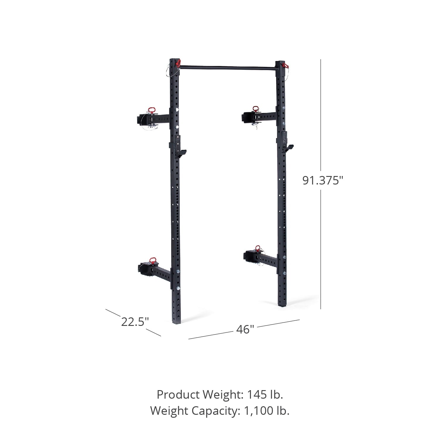 Titan Fitness T-3 Series Folding Power Rack 91in. H 21 in. D Space Saving Wall Mounted
