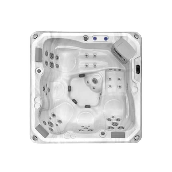 5-Person 41-Jet Premium Acrylic Lounger Spa Standard Hot Tub with Bluetooth Sound System and 2-step Ladder