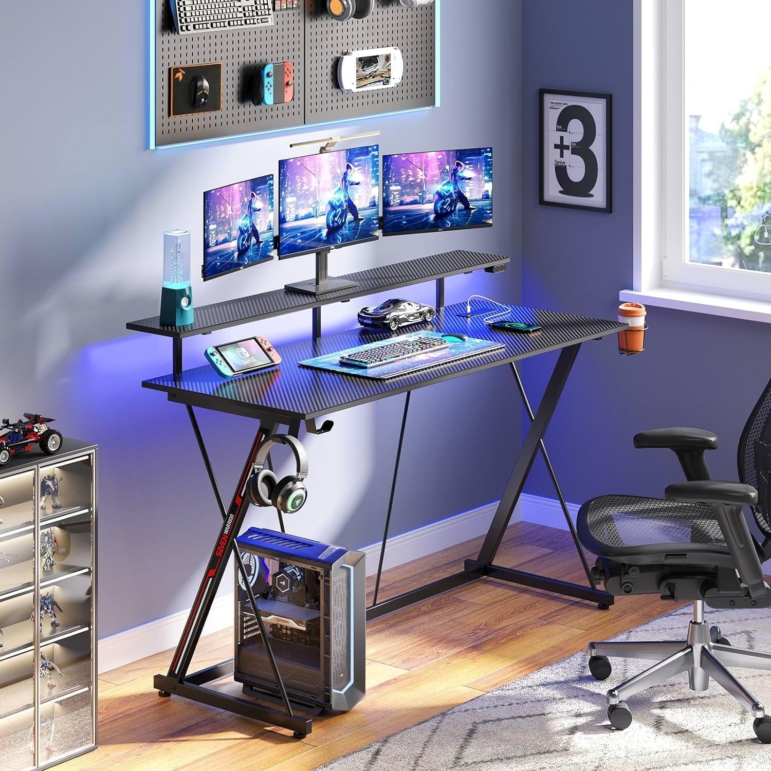 Desk With LED Lights & Power Outlets, 47