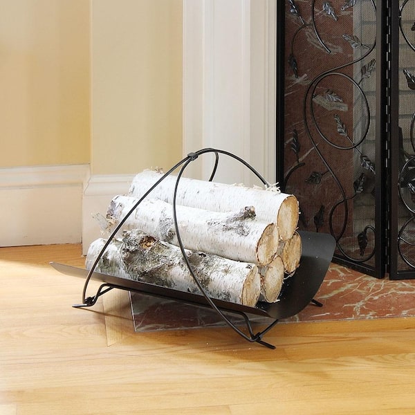 15 in. W Black Petite Panier Firewood Rack Basket