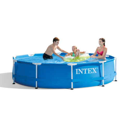 Intex 28201EH 10' x 30" Metal Frame Round Above Ground Swimming Pool with Pump