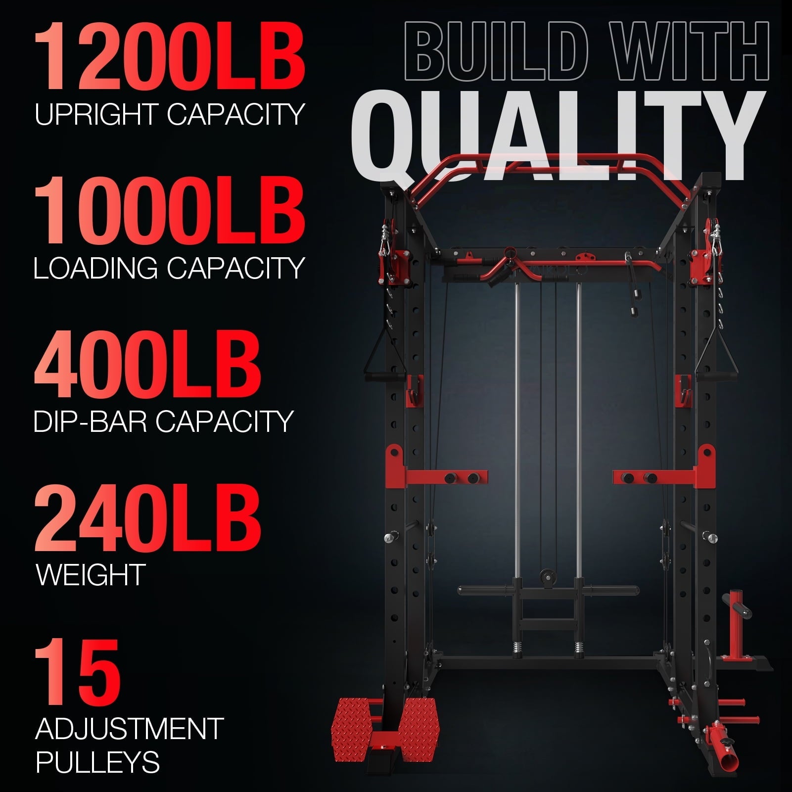 Mikolo Power Rack Cage, 1500LBS Weight Cage with 800LB Capacity Adjustable Weight Bench and 1500LBS Capacity Barbell Combo