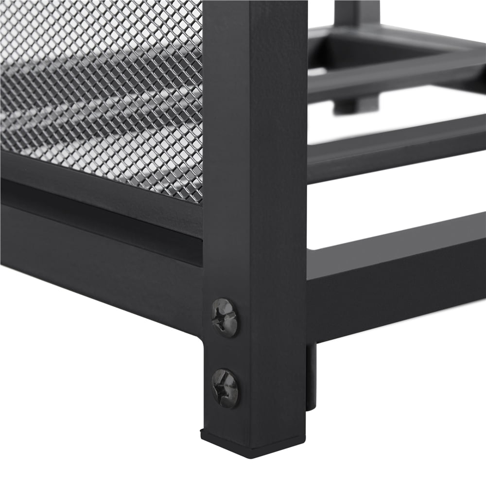 Topeakmart Firewood Rack Firewood Log Holder Rack Fireplace Tool Rack with 4 Tools, Black