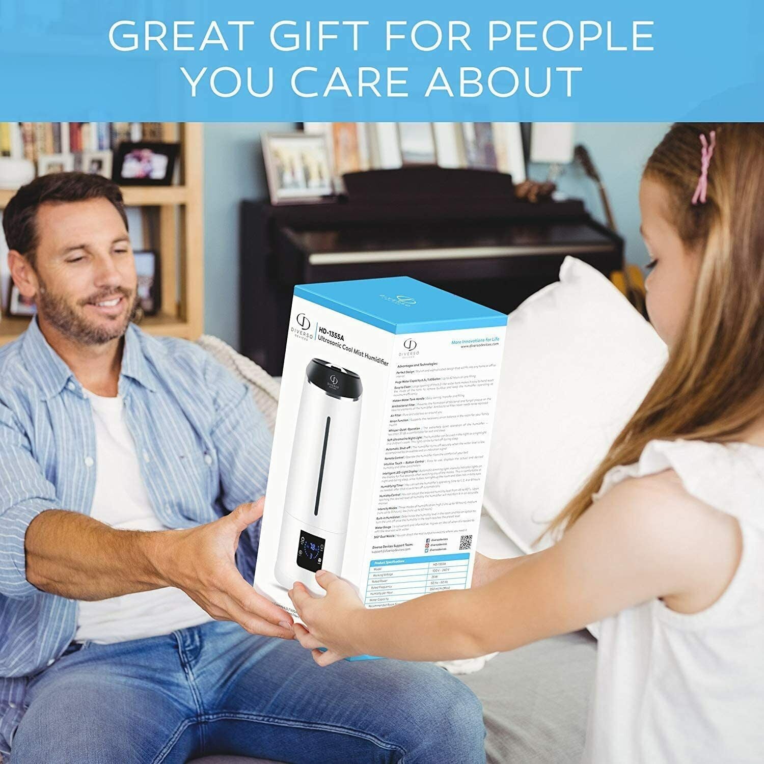 DIVERSO Cool Mist Humidifier with Remote Control and LED Display 1.59 Gallon