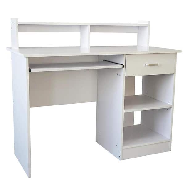 43.3 in. W Retangular White Wood Computer Desk with Drawer