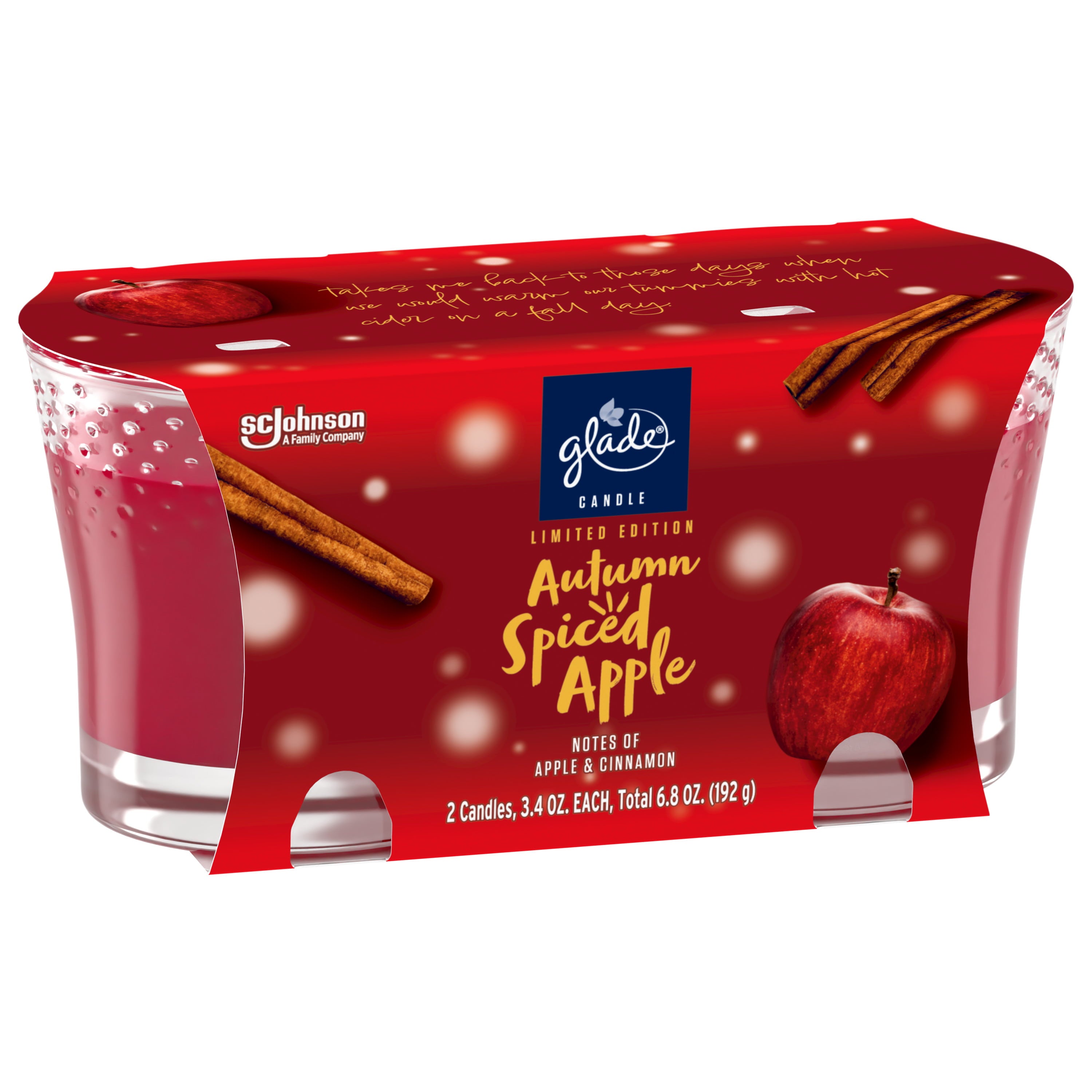 Glade 1 Wick Scented Candle, Autumn Spiced Apple, Fragrance Infused with Essential Oils, 3.4 oz