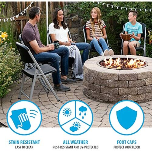 LIFETIME Commercial Grade Folding Chairs, 4 Pack, Black/Silver