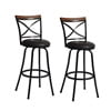 Homy Casa 24'' Swivel Counter Height Bar Stools Set of 2, Faux Leather Upholstered, Brown