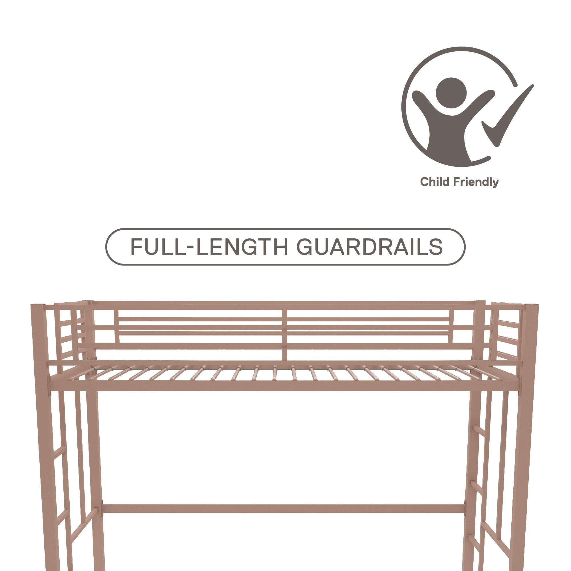 Your Zone Brittain Twin Metal Loft Bed, Pink