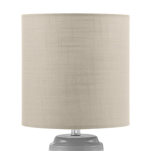 16 in. Grey Ceramic Table Lamp with Beige Fabric Shade