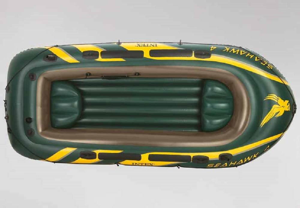 Intex Seahawk 4 Inflatable 4 Person Boat Raft Set with Oars & Air Pump (2 Pack)