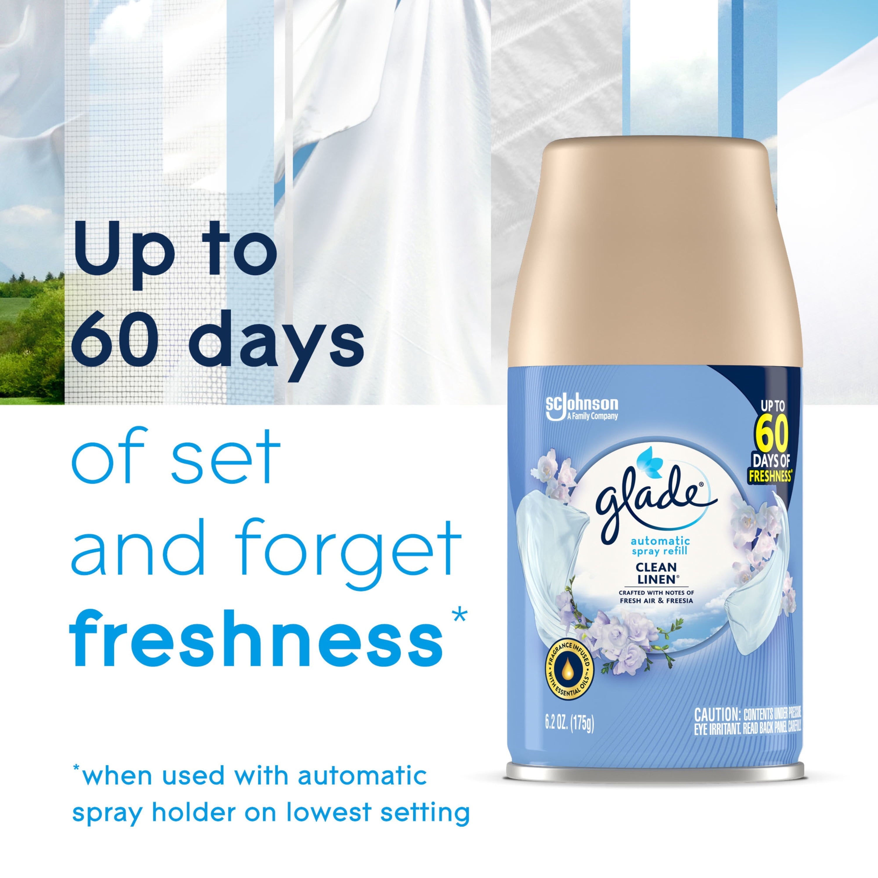 Glade Automatic Spray Refill, Air Freshener, Clean Linen™, 6.2 oz