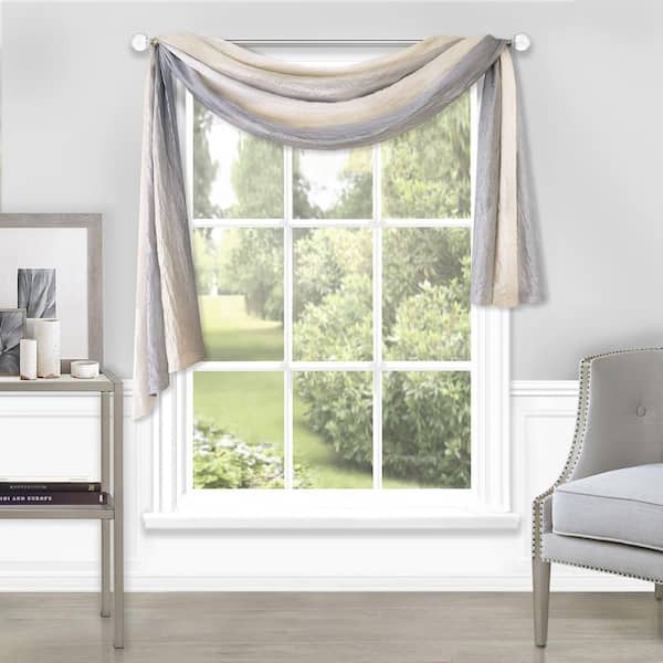 Ombre 50 in. W x 144 in. L Light Filtering Window Curtain Panel Scarf in Grey