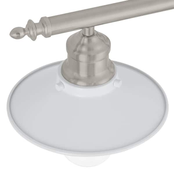 Glenhurst 25 in. 3-Light Industrial Farmhouse White and Brushed Nickel Bathroom Vanity Light Fixture with Metal Shades