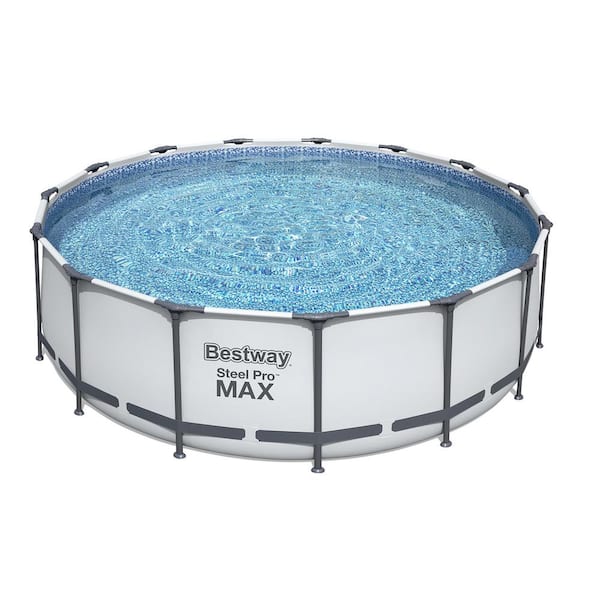 Pro MAX 15 ft. x 15 ft. Round 48 in. Deep Metal Frame Above Ground Swimming Pool with Pump & Cover