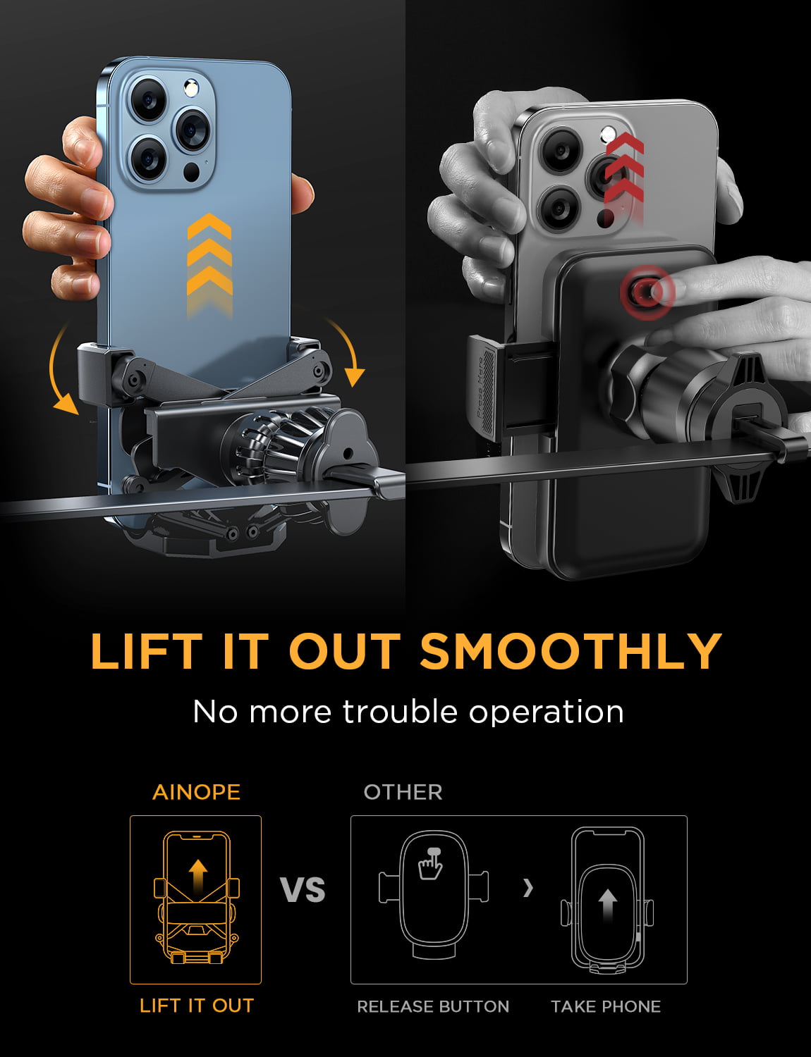 AINOPE Car Phone Holder Mount 2022 Upgraded Gravity Car Phone Mount with Newest Air Vent Clip Auto Lock Hands Free Cell Phone Holder Mount for Car Compatible for iPhone 13 Pro Max & All Phones