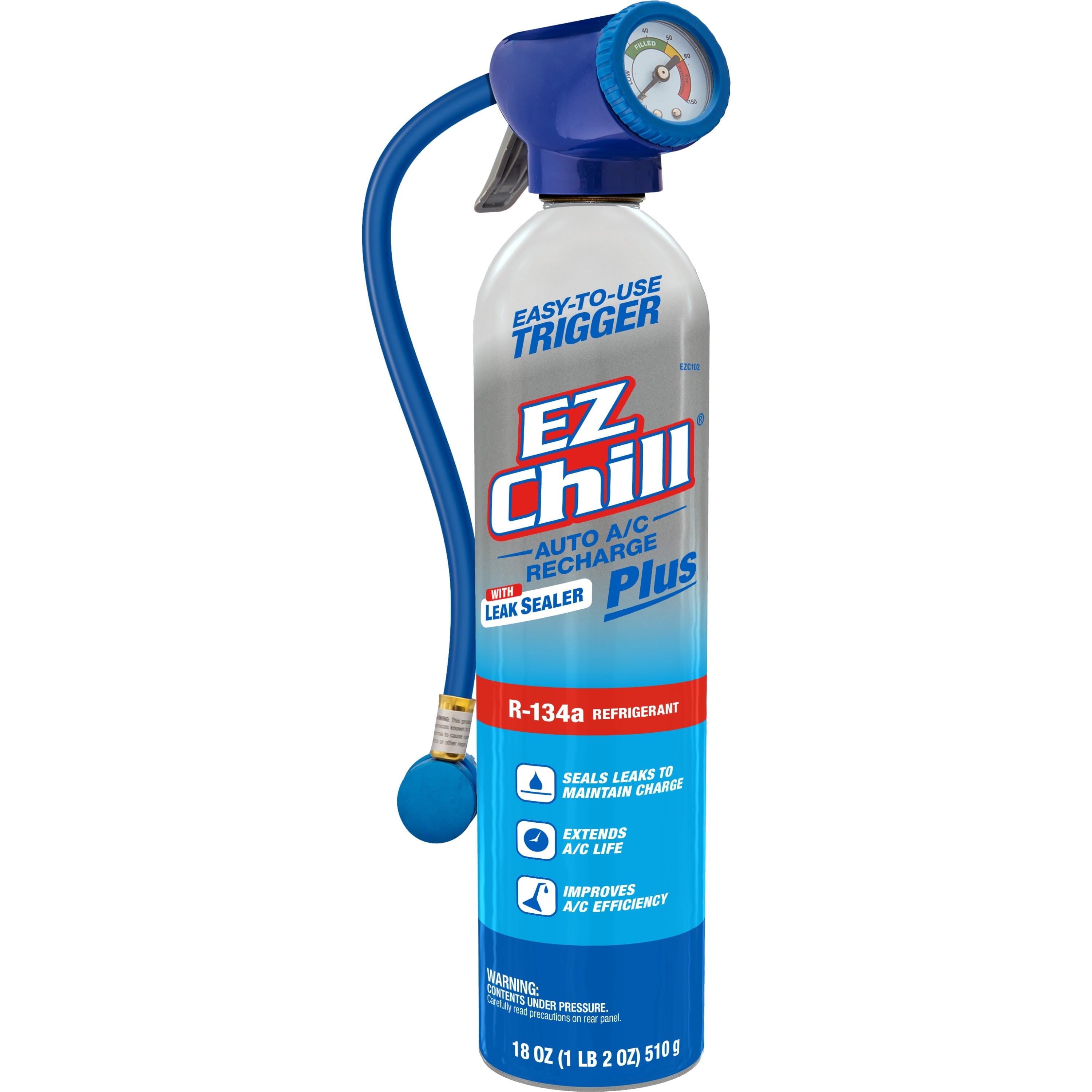 EZ Chill R-134a Auto AC Recharge Kit with Leak Sealer Plus - 18 OZ