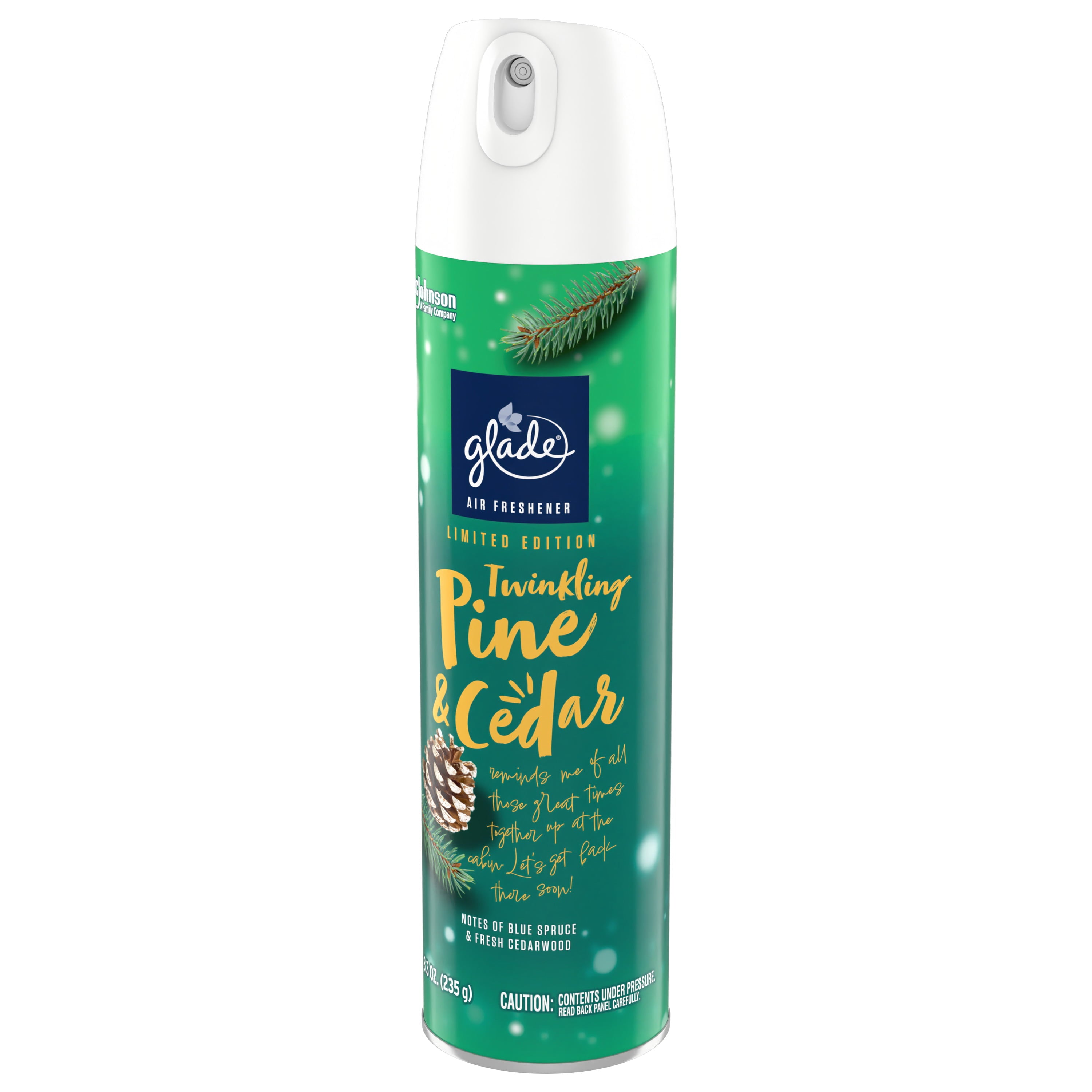 Glade Air Freshener, Aerosol Room Spray, Twinkling Pine & Cedar, 8.3 oz