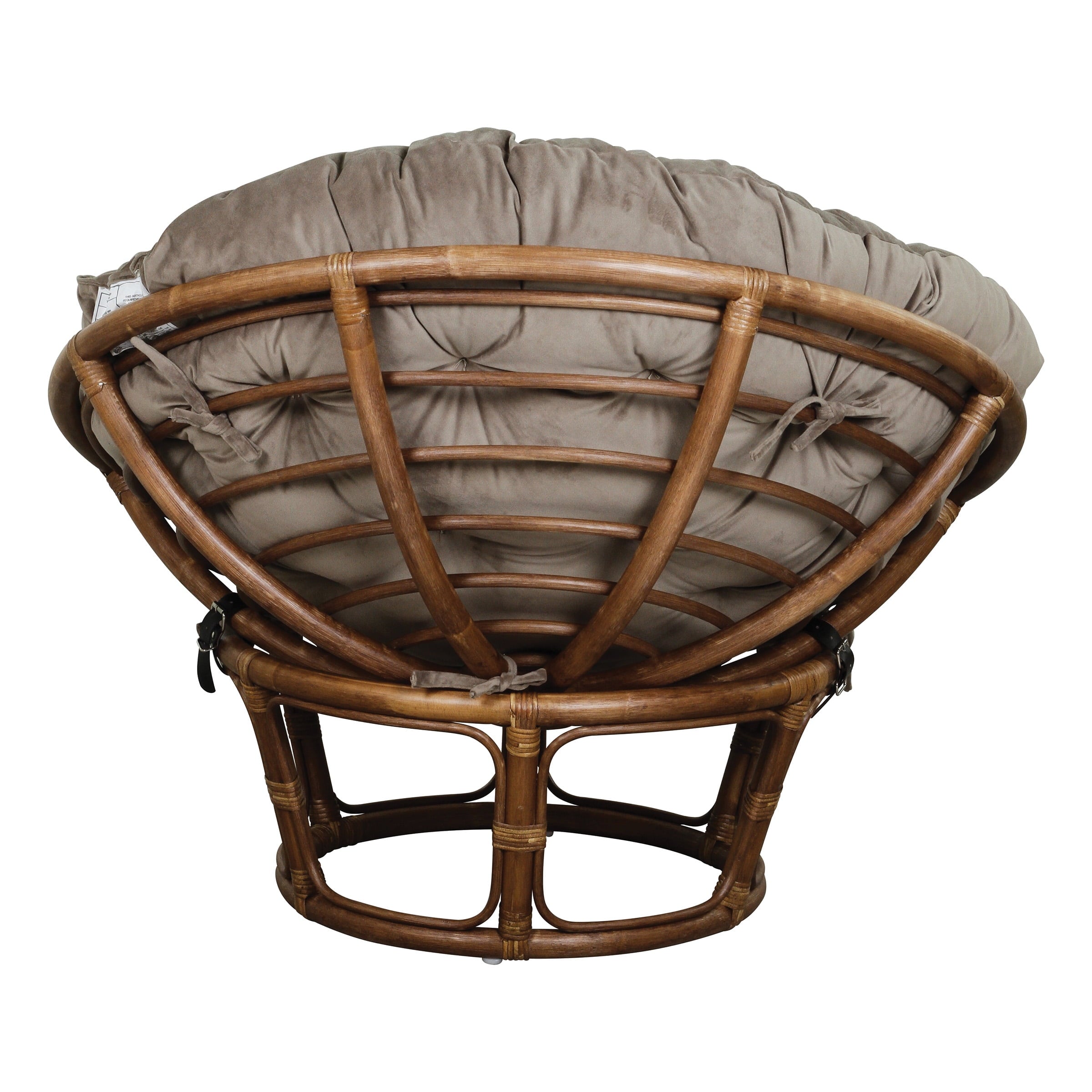 OSP Home Furnishings Specialty Seating Series Papasan Chair, Brown Rattan Frame with Green Round Pillow Cushion